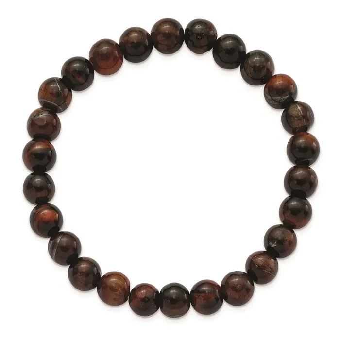 Bracelets Red Tigers Eye Agate Beaded Stretch Bracelet Chisel