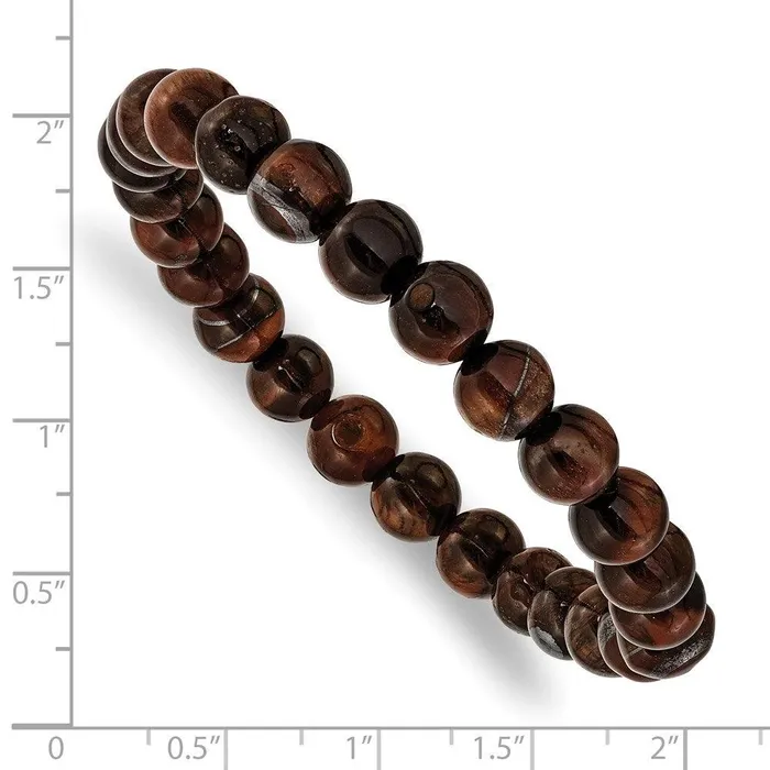 Bracelets Red Tigers Eye Agate Beaded Stretch Bracelet Chisel