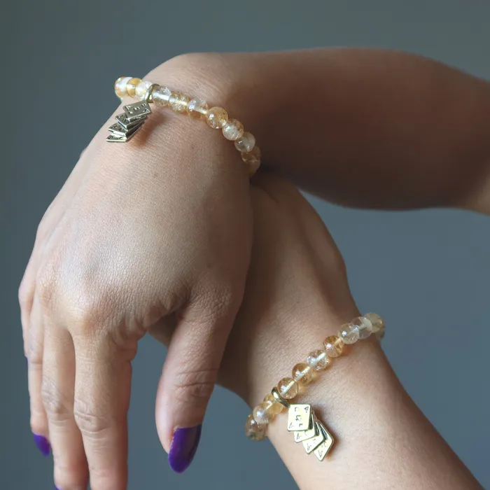 Bracelets Satin Crystals Citrine Bracelet Lucky Aces Fate and Fortune Gem