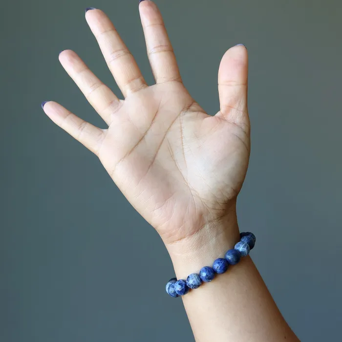 Bracelets Satin Crystals Sodalite Bracelet Blue Sparkling Sea Faceted Beads