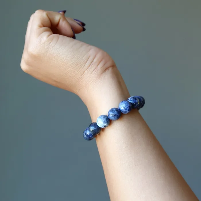 Bracelets Satin Crystals Sodalite Bracelet Blue Sparkling Sea Faceted Beads