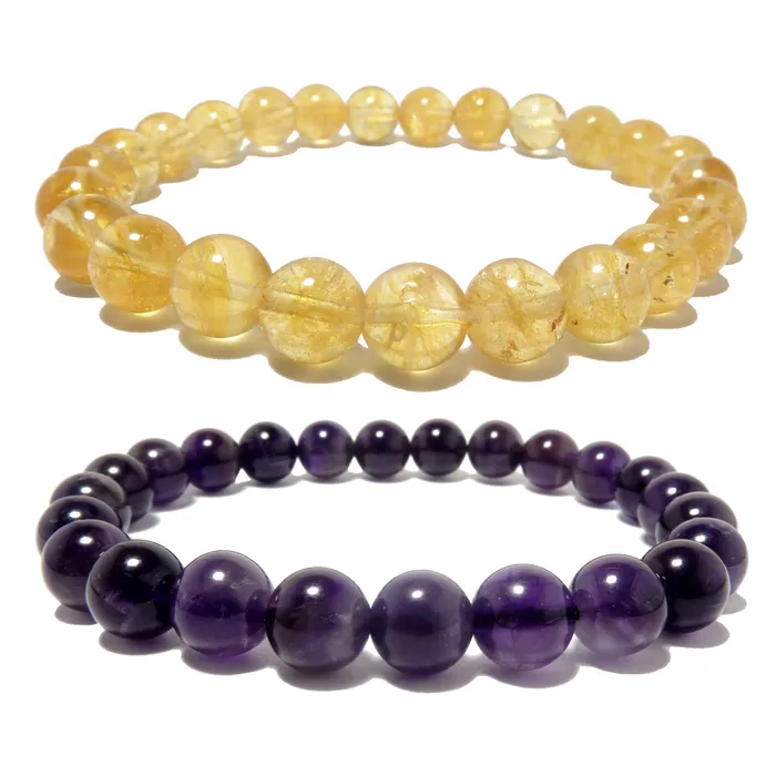Bracelets Satin Crystals Spiritual Abundance Bracelet Set Citrine Amethyst
