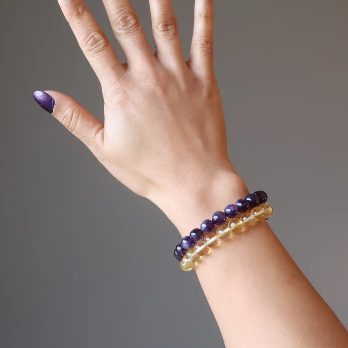 Bracelets Satin Crystals Spiritual Abundance Bracelet Set Citrine Amethyst