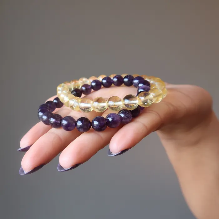 Bracelets Satin Crystals Spiritual Abundance Bracelet Set Citrine Amethyst