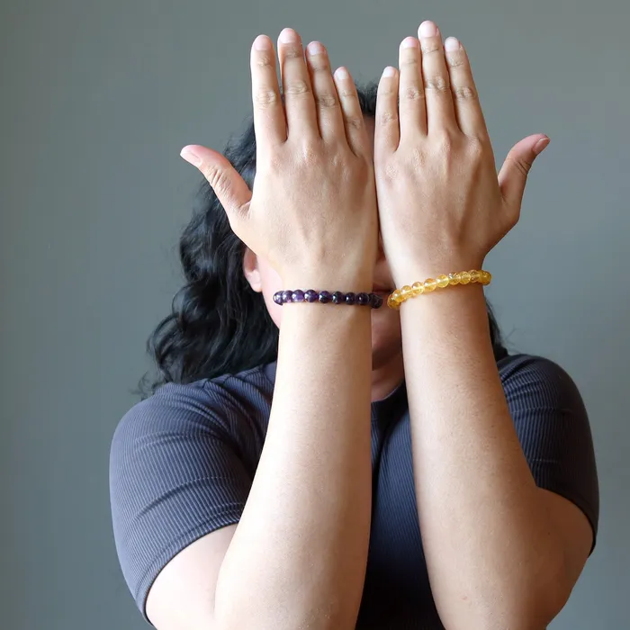 Bracelets Satin Crystals Spiritual Abundance Bracelet Set Citrine Amethyst