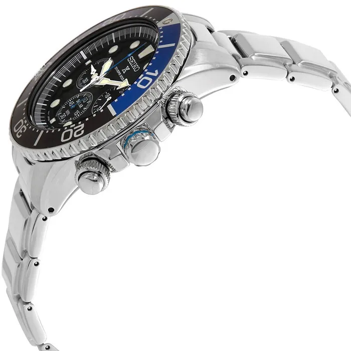 Bracelets Seiko Mens Eco Drive Watch Prospex Chronograph Black Dial SS Bracelet SSC781P1 SEIKO