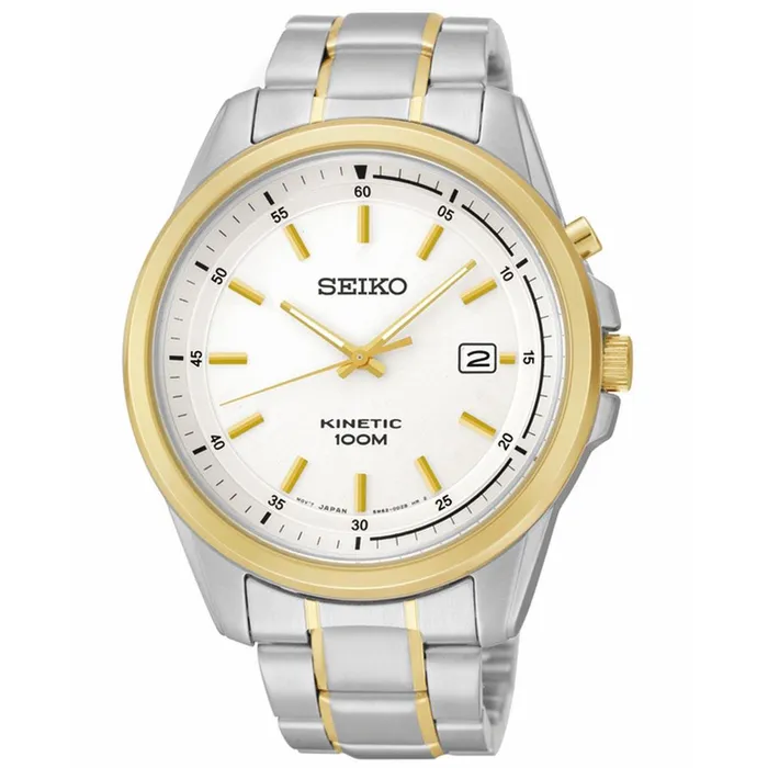 Bracelets Seiko Seiko SKA680 Mens Two Tone Dial Steel Bracelet Kinetic Watch