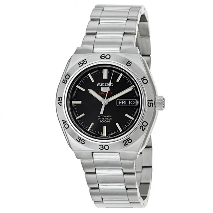 Bracelets Seiko Seiko SRP241K1 Mens 5 Sports Automatic Black Dial Steel Bracelet Watch