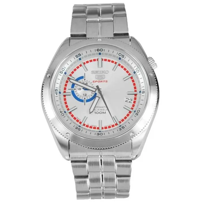 Bracelets Seiko Seiko SSA061K1 Mens 5 Sports Automatic Stainless Steel Bracelet Silver Dial Date Watch
