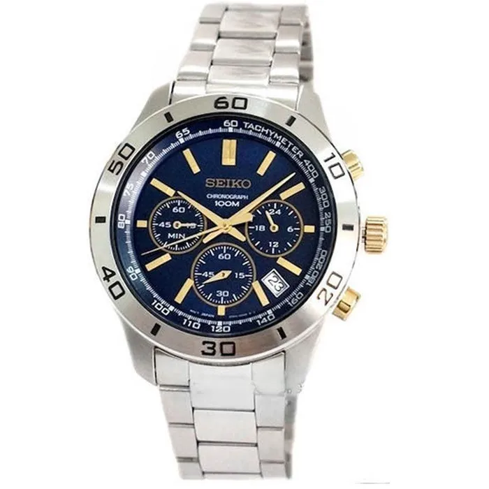 Bracelets Seiko Seiko SSB055 Mens Blue Dial Chronograph Stainless Steel Bracelet Watch