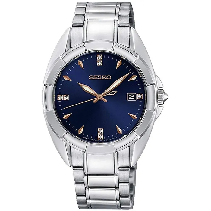 Bracelets Seiko Womens Diamond Watch Mallisto Blue Dial Silver Tone Bracelet SKK889P1 SEIKO