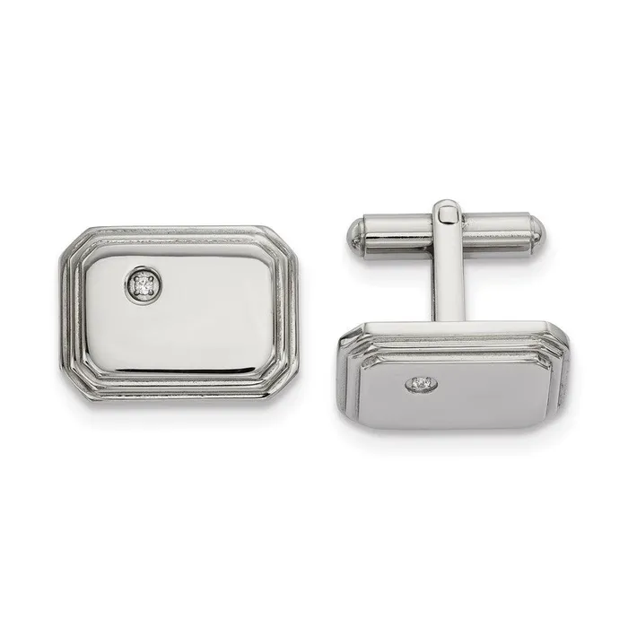 Bracelets Stainless Steel Polished with CZ Cufflinks Chisel