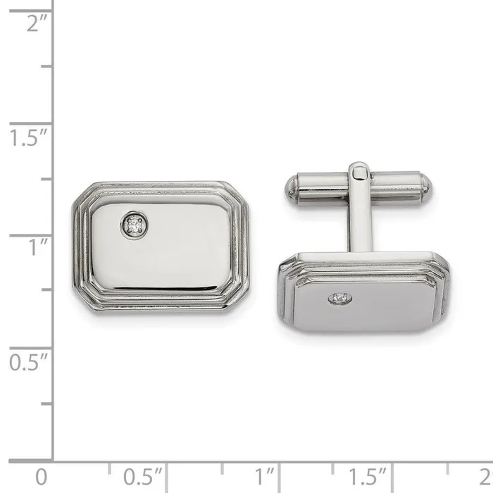 Bracelets Stainless Steel Polished with CZ Cufflinks Chisel