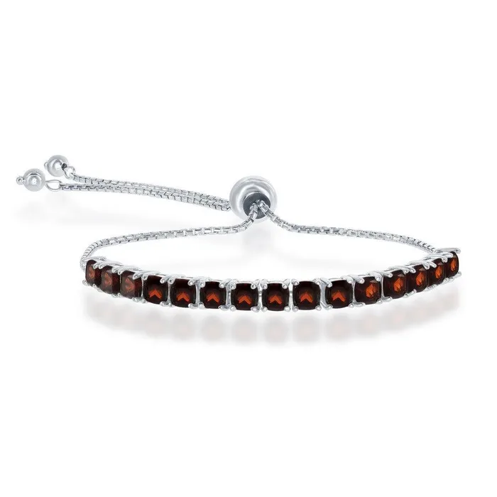 Bracelets Sterling Silver 4mm Garnet Adjustable Tennis Bolo Bracelet Classic