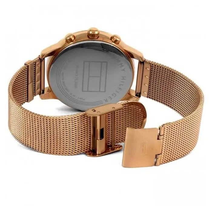 Bracelets Tommy Hilfiger Tommy Hilfiger Womens Quartz Watch Blake Rose Gold Dial Mesh Bracelet 1781907