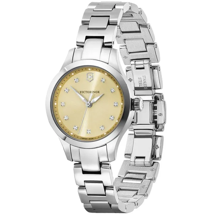 Bracelets Victorinox Swiss Army Victorinox Swiss Army Womens Quartz Watch Alliance XS Gold Dial Bracelet 241917