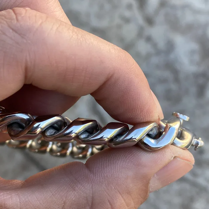 Bracelets Vivi Miami Cuban Link Bracelet Silver Heavy 316L Stainless Steel 14MM Thick