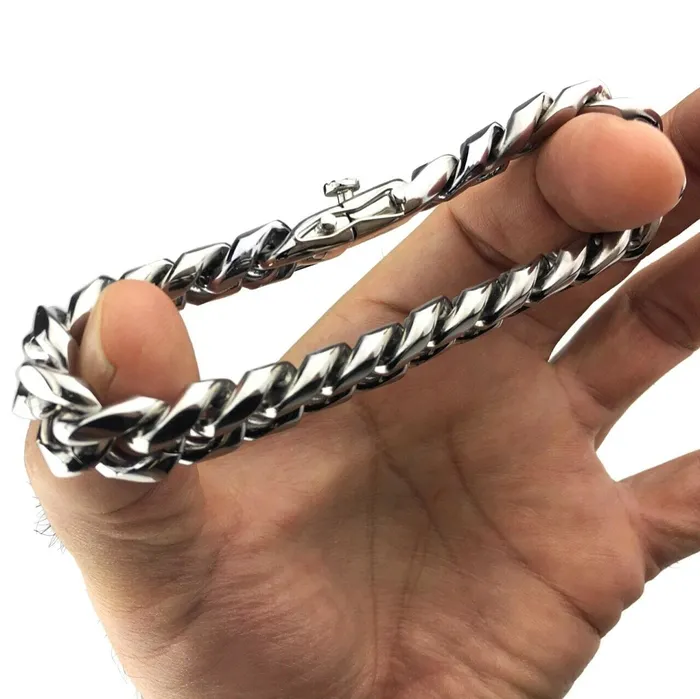 Bracelets Vivi Miami Cuban Link Bracelet Silver Heavy 316L Stainless Steel 14MM Thick