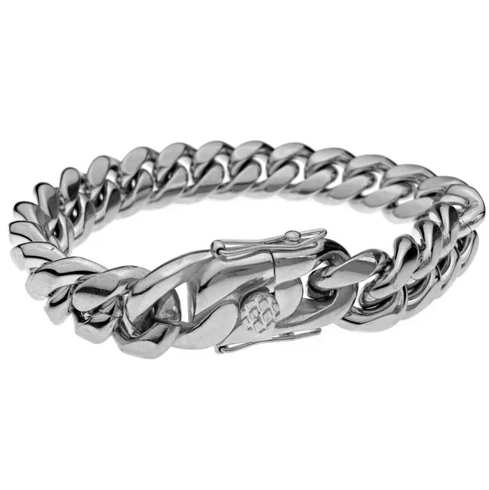 Bracelets Vivi Miami Cuban Link Bracelet Silver Heavy 316L Stainless Steel 14MM Thick