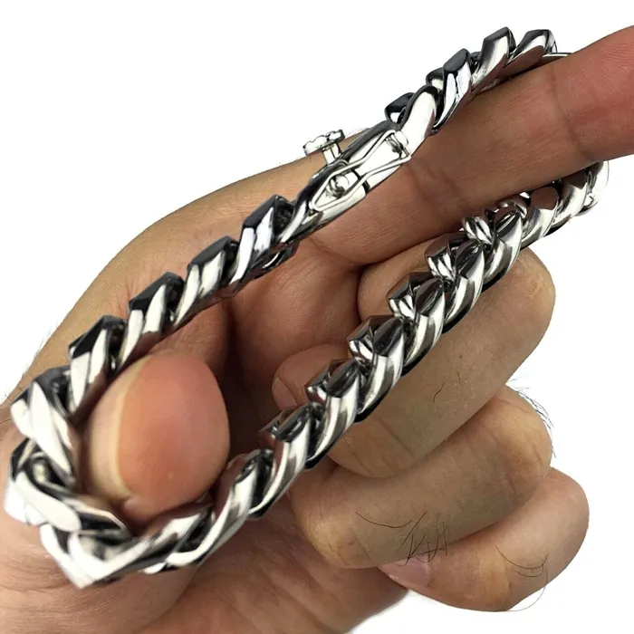 Bracelets Vivi Miami Cuban Link Bracelet Silver Heavy 316L Stainless Steel 14MM Thick