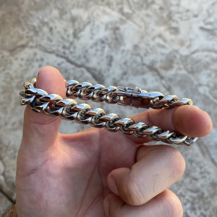 Bracelets Vivi Miami Cuban Link Bracelet Silver Heavy 316L Stainless Steel 14MM Thick