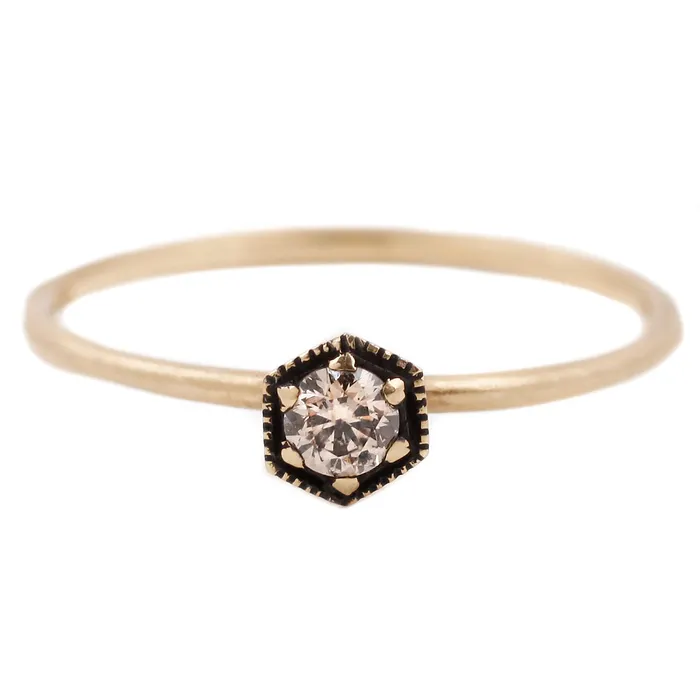 Brown Diamond Hexagon Ring 16ct Satomi Kawakita Rings