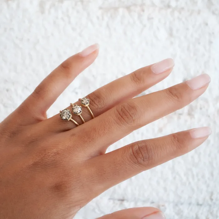 Brown Diamond Hexagon Ring 16ct Satomi Kawakita Rings