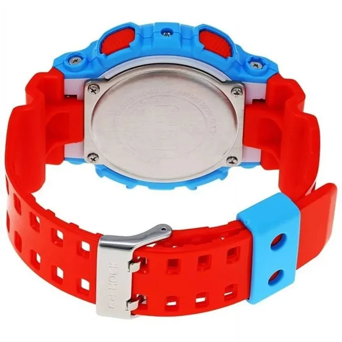 Casio Mens Watch GShock Alarm Blue Case Orange Resin Strap GA110NC2ACR Casio Watches