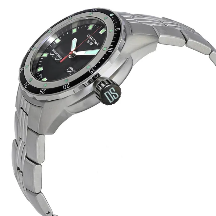 Certina Bracelets Certina Mens Quartz Watch DS Blue Ribbon Black Dial Bracelet C0074101105100