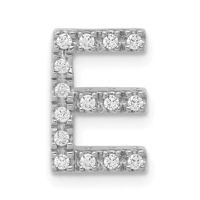 Charm Necklaces 14k White Gold Diamond Initial E Charm Jewelry