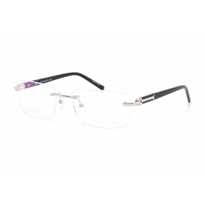 Charriol Rings Charriol Mens Eyeglasses Rimless Shiny SilverBlack Titanium Frame PC75076 C02