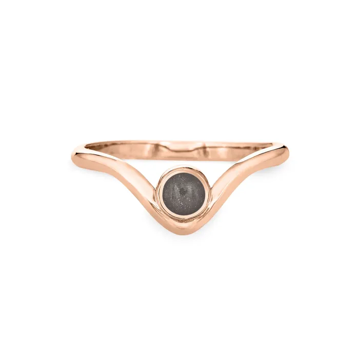 Chevron Circle Setting Cremation Ring in 14K Rose Gold closebymejewelry Rings