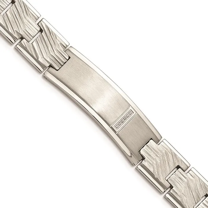 Chisel Bracelets Stainless Steel Polished and Matte CZ Bracelet