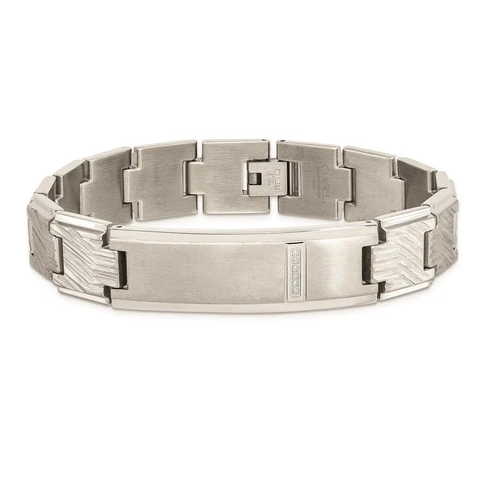 Chisel Bracelets Stainless Steel Polished and Matte CZ Bracelet