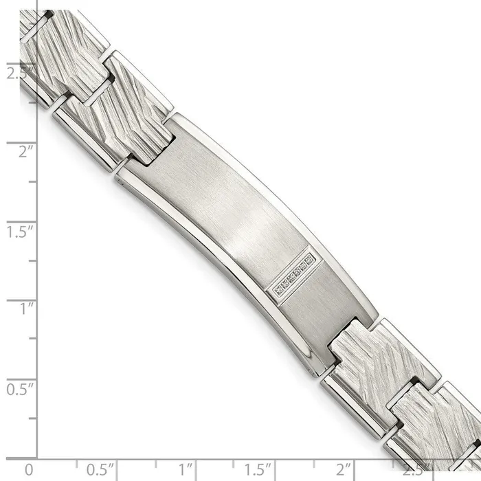 Chisel Bracelets Stainless Steel Polished and Matte CZ Bracelet