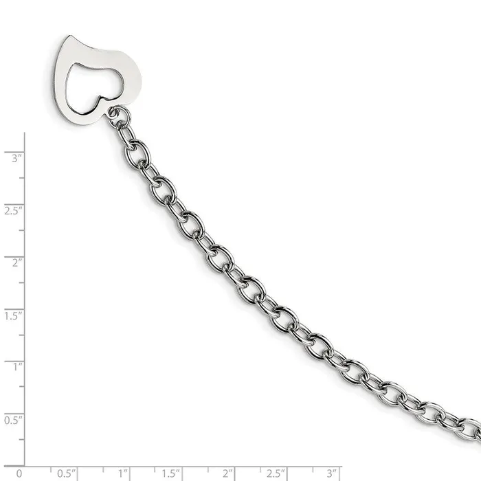 Chisel Bracelets Stainless Steel Polished Open Link w Open Heart 85in Bracelet