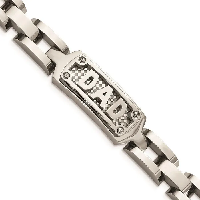 Chisel Bracelets Stainless Steel Polished Textured Dad Bracelet