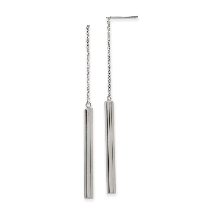 Chisel Earrings Stainless Steel Polished Bar Threader Earrings