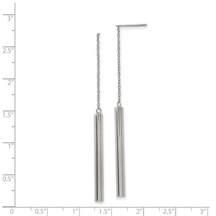 Chisel Earrings Stainless Steel Polished Bar Threader Earrings