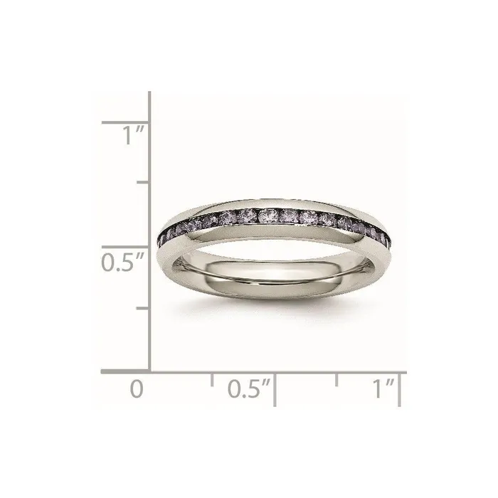 Chisel Rings Stainless Steel 4mm February Purple CZ Ring