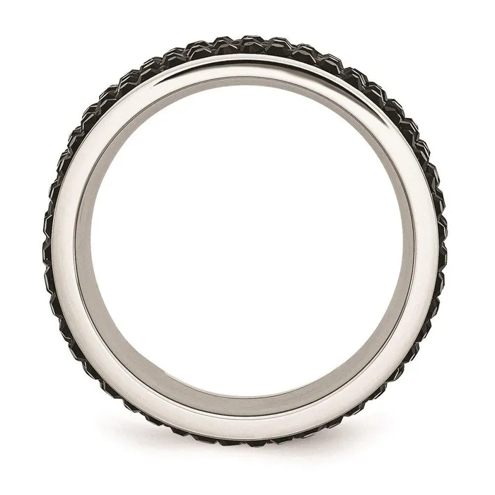 Chisel Rings Stainless Steel Black Crystal 9mm Eternity Ring