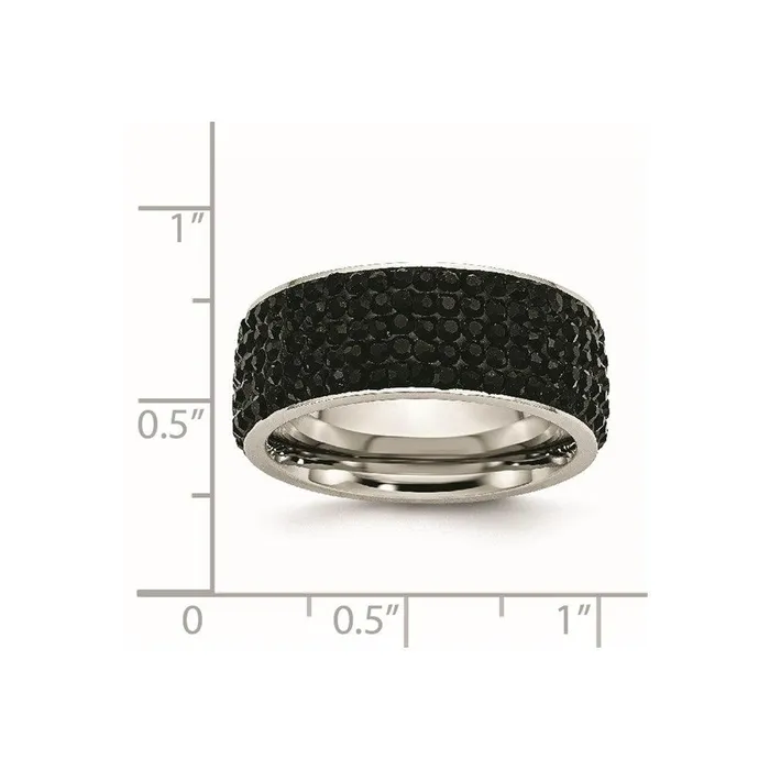 Chisel Rings Stainless Steel Black Crystal 9mm Eternity Ring