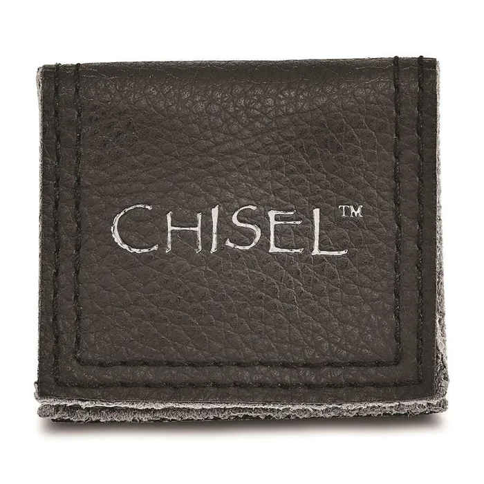 Chisel Rings Stainless Steel Polished and Brushed Grooved CZ Ring