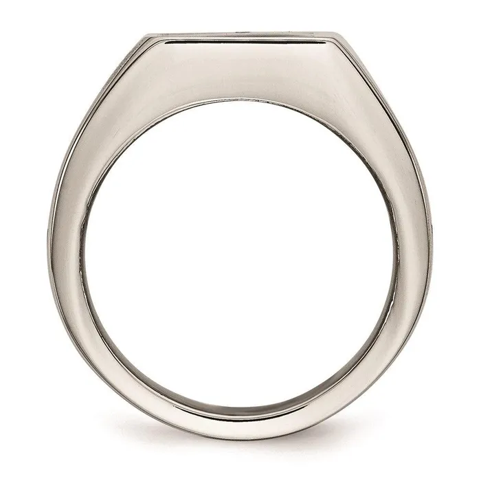Chisel Rings Stainless Steel Polished Signet Carbon Fiber Inlay Ring