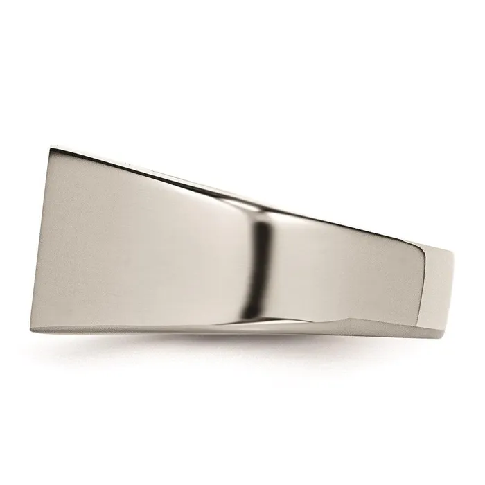Chisel Rings Stainless Steel Polished Signet Carbon Fiber Inlay Ring