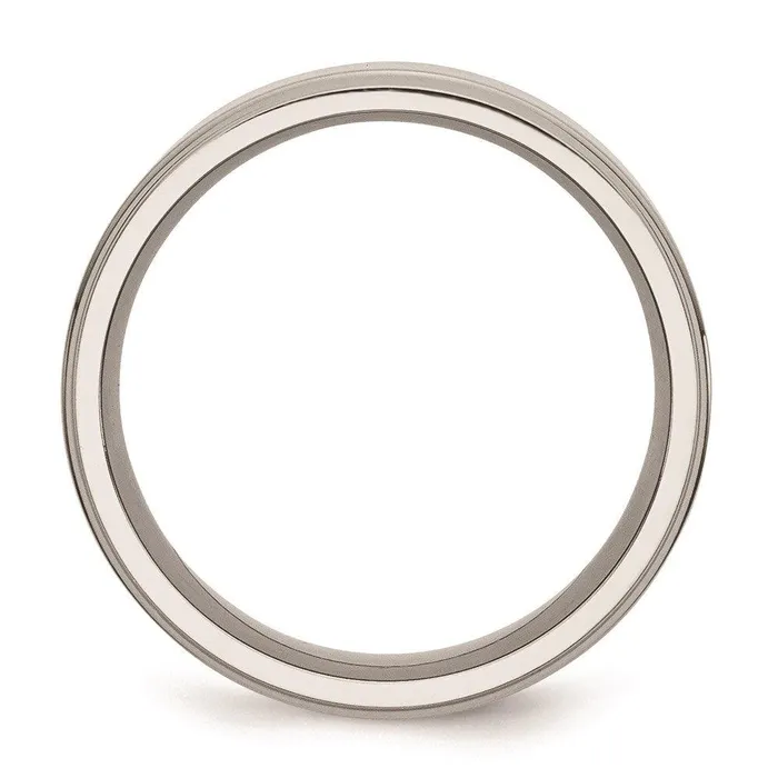 Chisel Rings Stainless Steel Ridged Edge 8mm Polished Band