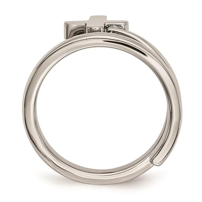 Chisel Rings Stainless Steel Twisted Cross Polished Ring
