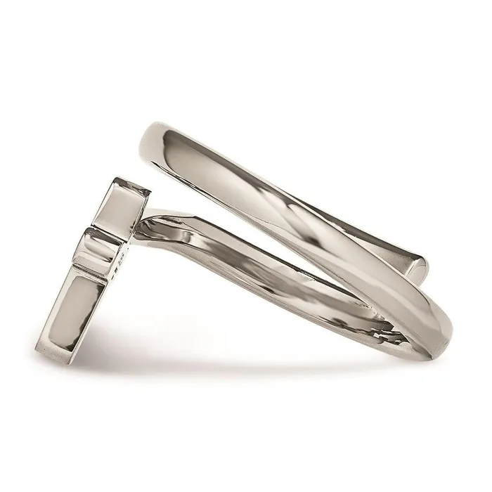 Chisel Rings Stainless Steel Twisted Cross Polished Ring