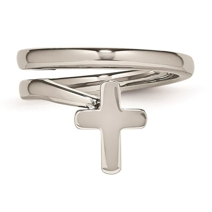 Chisel Rings Stainless Steel Twisted Cross Polished Ring