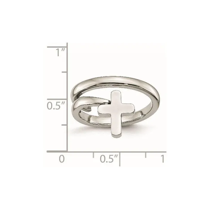 Chisel Rings Stainless Steel Twisted Cross Polished Ring